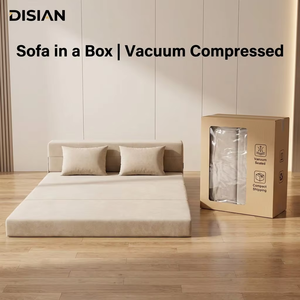 Sofá Cama Convertible Individual de Espuma Comprimida, Sofá de Dos Plazas Moderno de Corduroy Crema, Futón Modular sin Ensamblaje, Desmontable - Product Image 5