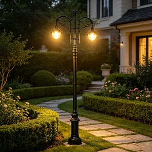 Lampe de jardin rétro IP65 à source LED, en aluminium et fonte, pour villa, parc, éclairage paysager LED - Product Image 2