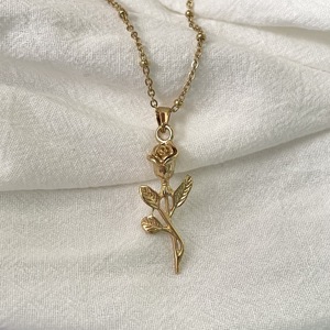 <span class=keywords><strong>Messia</strong></span> Hochglanzpolierte Romantische Damen Edelstahl 18K Vergoldete Seilkette Rosen-Halskette für Hochzeit & Party - Product Image 3