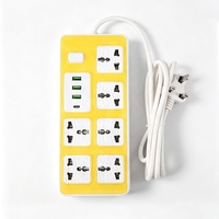 Stop Kontak Multifungsi Warna Kuning 6-Soket Universal dengan Port USB dan Saklar Utama untuk Kebutuhan Sehari-hari
