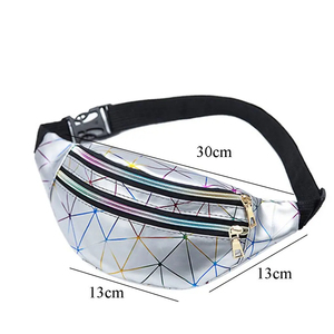 Riñoneras Deportivas Unisex para Ciclismo y Actividades al Aire Libre, con Diseño Geométrico Plateado Láser, para Teléfono, de PU, para Playa y Viajes - Product Image 2