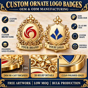 Custom Ornate 3D Logo Hard Enamel <b>Pins</b> Gold Plated Corporate Crest Lapel Badges OEM ODM Manufacturer OEM ODM - Product Image 4