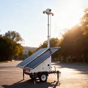 Remorque de vidéosurveillance solaire mobile 6m avec mât manuel pour chantier de construction - Product Image 2