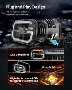 LED koplamp voor Nissan D21 Pickup 5x7 inch (1986-1997), S10 Blazer Express Van (1983-2004) en <span class=keywords><strong>Toyota</strong></span> <span class=keywords><strong>Hilux</strong></span> (1983-2004) - Product Image 5