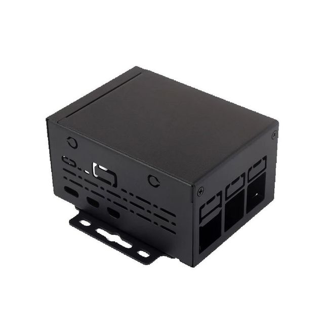 Waveshare Industrial Grade Metal Case (D) for Raspberry Pi 5 Larger Internal Space Supports Official Cooling Fan Wall/Rail Mount