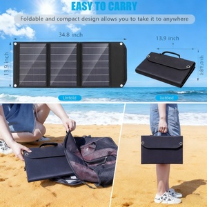 เครื่องชาร์จพลังงานแสงอาทิตย์แบบพับได้สีดำ 30W ประสิทธิภาพสูงขั้นสูง พอร์ต USB คู่ ระบบป้องกัน Smart IC ได้รับการรับรอง TUV 23.5% - Product Image 2