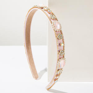 Serre-tête élégant en tissu uni avec strass irréguliers de style baroque, accessoire de coiffure de mariée - Product Image 3