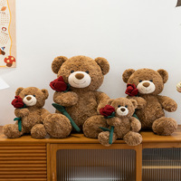 En stock, ours en peluche en forme de rose, poupée en peluche, cadeau d'anniversaire, ours en peluche pour la Saint-Valentin, ours en peluche en coton