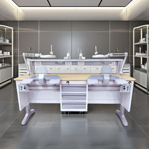 Table d'établi <span class=keywords><strong>de</strong></span> <span class=keywords><strong>laboratoire</strong></span> dentaire gris clair <span class=keywords><strong>de</strong></span> grande taille plan <span class=keywords><strong>de</strong></span> travail en métal ignifuge pour les techniciens dentaires scolaires et hospitaliers - Product Image 3