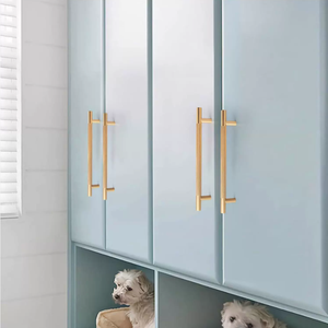 Light-luxury Gold Aluminum Alloy Wardrobe <strong>Door</strong> Handle Nordic Modern Minimalist Drawer Cabinet Wine Cabinet Round-bar Knurled - Product Image 4
