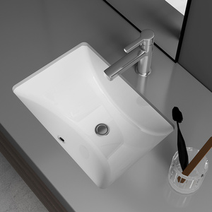 Lavabo Rettangolare da Incasso in Ceramica Bianca per Progetti Alberghieri - Product Image 4