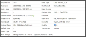 MNE007ZA1-2 14英寸液晶屏笔记本电脑显示器IPS面板QHD 2880x1800无触摸 - Product Image 3