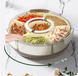 Plato Giratorio Hermético de 6 Compartimentos para Especias, Frutos Secos y Aperitivos, Transparente, para Cocina, Sala de Estar y Refrigerador, de PP, Venta al Por Mayor - Product Image 5