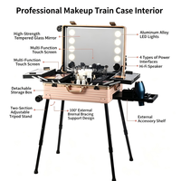Valise de maquillage Bluetooth pour maquilleurs professionnels, étanche, légère, avec roulettes et pieds cachés amovibles