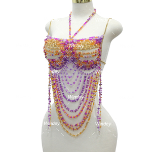 Nouvelle discothèque Party Club plage personnalisé chaud Sexy <span class=keywords><strong>perles</strong></span> femmes perlé haut court cristal gilet carnaval soutien-gorge - Product Image 3