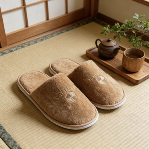 Toptan uyuyan kişiselleştirilmiş otel pamuk kadife terlik otel logosu ile - Product Image 1