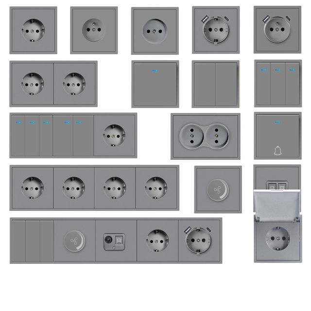 Z Series Single Switch 10A Durable PC Panel Wall Switch EU Standard 80*80mm Square Light Switch for Home