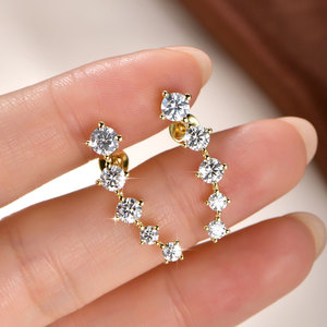 Boucles d'oreilles clous délicates en forme de griffe pour femmes, en moissanite, plaquées or, avec coupe ronde symétrique, pour <span class=keywords><strong>piercing</strong></span> de cartilage, style sourire - Product Image 5