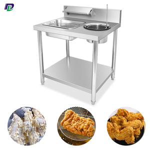 Table commerciale durable de station de panure de poulet d'acier inoxydable pour l'utilisation frite de poudre d'emballage de poulet et de hamburgers - Product Image 1