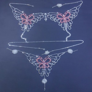 Chaîne de Corps Papillon Sexy en Strass pour Femmes Accessoires de Boîte de Nuit Lingerie de Luxe Ensemble Soutien-Gorge et <span class=keywords><strong>String</strong></span> Bikini Bling <span class=keywords><strong>Bijoux</strong></span> - Product Image 3