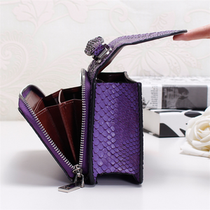 Gran oferta de cuero para mujer, cadenas con solapa, bolso cruzado, patrón de piel de serpiente, bolso de mano para mujer - Product Image 6