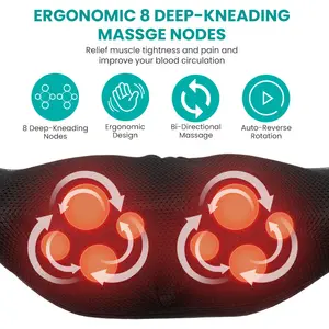 Shiatsu Massage Heated Knading Back And Neck Shoulder Massager Belt