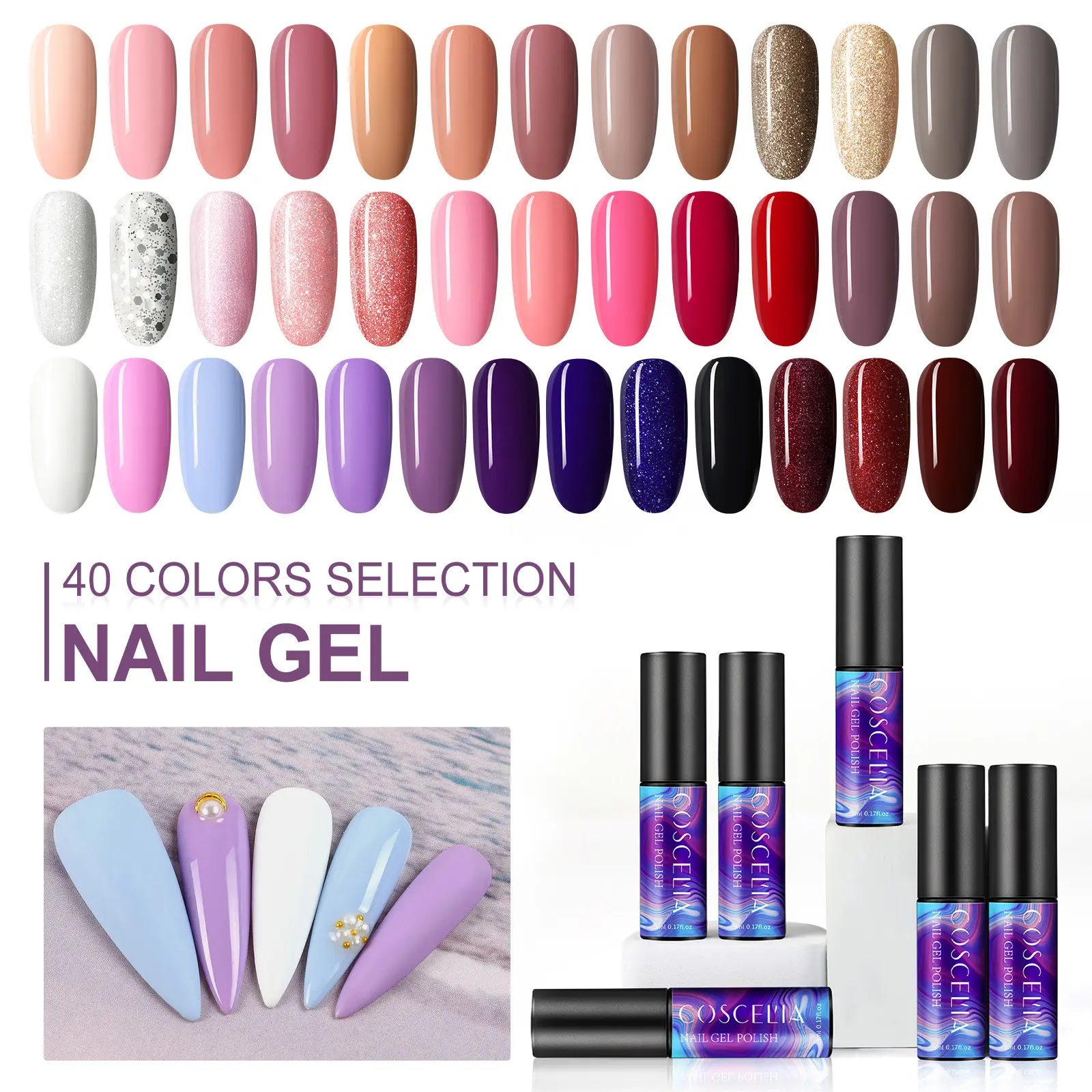 Professional Nail Art 5ml 40 Colors Nail Gel Kit Soak Off Led Uv Light Manicure Gel Nail Polish Set