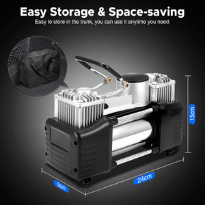 באיכות גבוהה כבד החובה צילינדר כפול צמיג inflator נייד מיני חשמלי משאבת אוויר dc 12v רכב אוויר מדחס צמיג inflators - Product Image 5