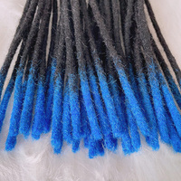 Bas fait à la main naturel noir afro 1b bleu 14 pouces 0.6 cm 100% cheveux humains locs extension crochet dreadlocks extensions de cheveux