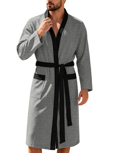 Accappatoio in Spugna a Maniche Lunghe con Doppia Tasca, Vestaglia Casual da Uomo, Abbigliamento per Casa - Product Image 6
