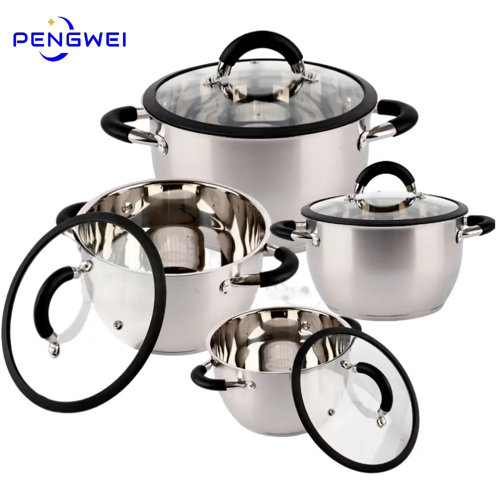 Luxury Stainless Steel Silver Cookware Sets Induction Cooker Luxury Pots And Pans Non-Stick Cookware Set