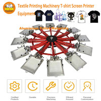 Presse à chaud manuelle 12 stations pour sublimation et sérigraphie sur T-shirts, équipement textile rotatif 12 couleurs pour vêtements
