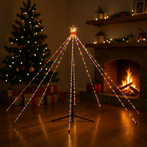 ต้นคริสต์มาสทรงกรวยพลาสติกสูงพิเศษ หลากสี ใช้แบตเตอรี่ พร้อมไฟ LED ติดตั้งง่าย - Product Image 2