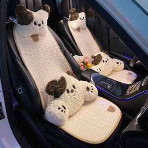 Coussin de siège de voiture universel en lin respirant, dessin animé d'été, coussin de ventilation anti-sale mignon - Product Image 1