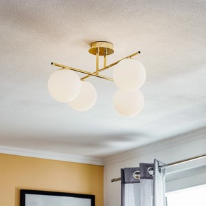 Plafoniera oro Vintage in vetro trasparente e ferro Base industriale <span class=keywords><strong>per</strong></span> interni lampada da soffitto <span class=keywords><strong>per</strong></span> bagni con montaggio su balcone - Product Image 4