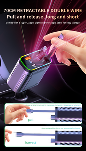 <span class=keywords><strong>Chargeur</strong></span> de voiture rétractable 4-en-1 Find My 120W à charge rapide 65W avec lumière stellaire et 2 câbles adaptateur Type C pour <span class=keywords><strong>iPhone</strong></span> et ordinateur portable - Product Image 4