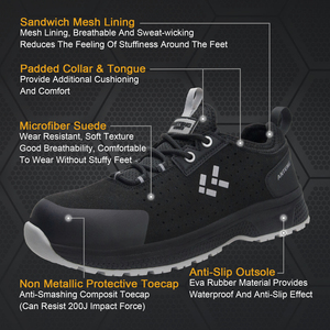 ANTENG Safety <strong>Shoes</strong> for Men Microfiber Upper Wide Composite <strong>Toe</strong> Electrical Insulation Work <strong>Shoes</strong> for Electrical Work - Product Image 3