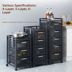 Armoire <span class=keywords><strong>de</strong></span> <span class=keywords><strong>rangement</strong></span> métallique à plusieurs niveaux avec tiroirs en maille pour l'organisation des aliments et des légumes dans la <span class=keywords><strong>cuisine</strong></span> - Product Image 2
