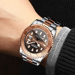 Montre-bracelet sport et affaires pour homme en acier inoxydable or rose, lumineuse, à quartz, étanche 42 mm, avec calendrier – Nouveauté 2026, Offre Spéciale - Product Image 3