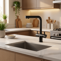 Robinet mélangeur noir 5 voies à trou unique pour cuisine, système RO, eau chaude et froide, refroidisseur de soda et eau pure, 5 en 1, vente chaude