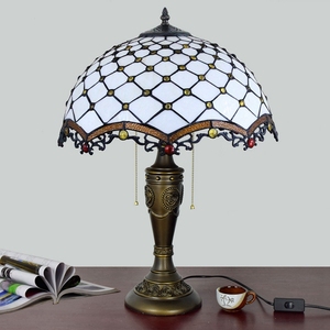 Protifcra 16 "Châu Âu thanh khách sạn trang trí văn phòng Bảng Đèn Tiffany kính màu bàn đèn Jewel gỗ gụ Đồng bảng đèn - Product Image 3