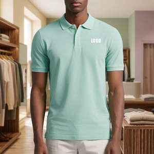 Chemise de golf pour homme en coton uni respirant tricoté sur mesure OEM à manches courtes - Product Image 3