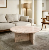 Hochwertiger Runder Rauchrosa Marmor-Couchtisch Moderner Wohnzimmer-Mitteltisch für Villa Hotel Wohnzimmer