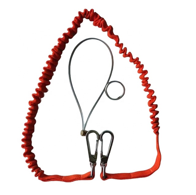 High Quality Orange Retractable Spring Tether Safety Lanyard with Carabiner Outdoor Worker Tool for Climbing Made in China