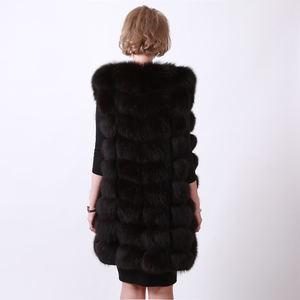 Manteaux longs <span class=keywords><strong>sans</strong></span> manches décontractés pour femme, gilet en vraie fourrure de renard naturelle, hiver - Product Image 6