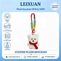 Porte-clés en peluche ours blanc Kawaii avec cordon de poignet noué rouge, ornement, cadeau du Nouvel An