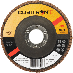 Disque à lamelles 3M 967A Cubitron <span class=keywords><strong>II</strong></span> en céramique à trous ronds, abrasifs, 4 1/2 pouces, 5 pouces, 6 pouces, P36 à P120 pour le polissage et l'ébavurage du métal - Product Image 3