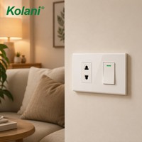 Garantie 10 ans, panneau mural blanc brillant pour interrupteur et prise, taille 120, interrupteur 1 voie avec prise universelle 16A 250V pour maison et hôtel