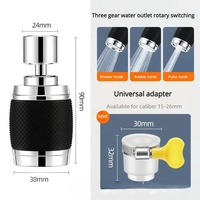 Robinet de réglage à trois vitesses Adaptateur de robinet économiseur d'eau de cuisine anti-éclaboussures Adaptateur de robinet universel rotatif