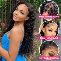 Perruque frontale HD en dentelle 13x6 en cheveux indiens bruts, ondulations profondes, cheveux vierges alignés sur les cuticules, sans colle, pour femmes noires